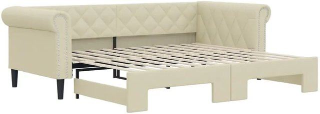 vidaXL Tagesbett ausziehbar in Beige mit Kunstleder-Bezug B/T/H: 90 x 200 x 235 cm - Bild 1