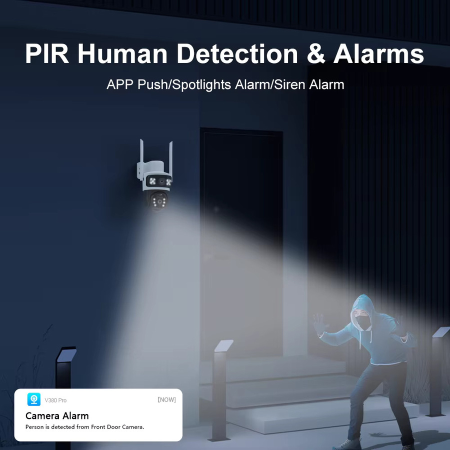 V380 4K 4+4MP Solarbetriebene WiFi Außen-IP-Kamera mit PTZ-Nachtsicht, PIR-Menschenerkennung und drahtloser CCTV-Überwachung in Weiß - Bild 3
