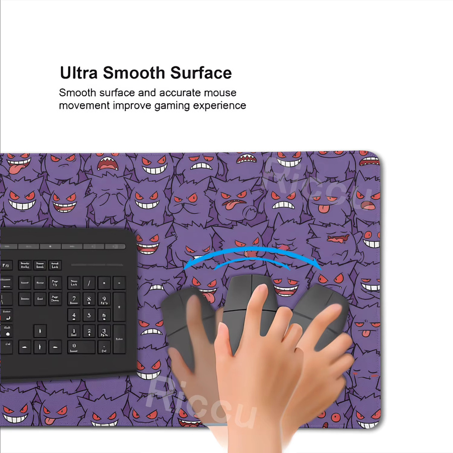 Potdemiel Mauspad XXL mit G-Gengar-Muster in Purple für Gaming und Büro - Bild 3