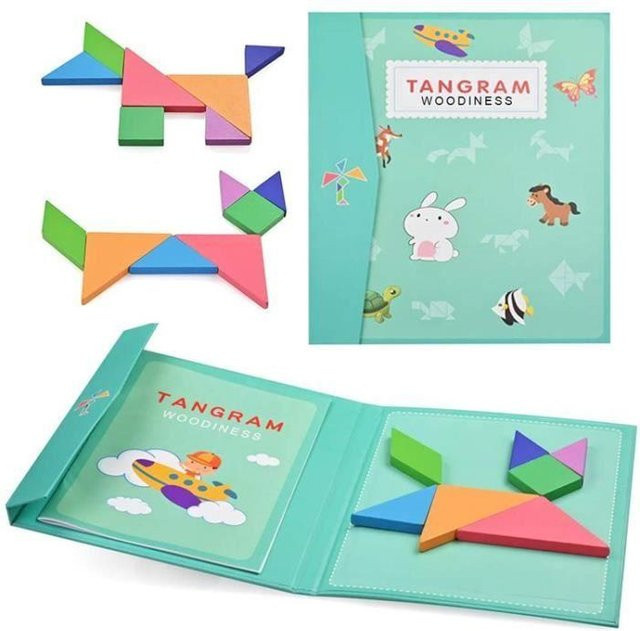 STEL ORA Magnetische Tangram-Puzzles, Lernspielzeug, Grün, ab 3 Jahre - Bild 1