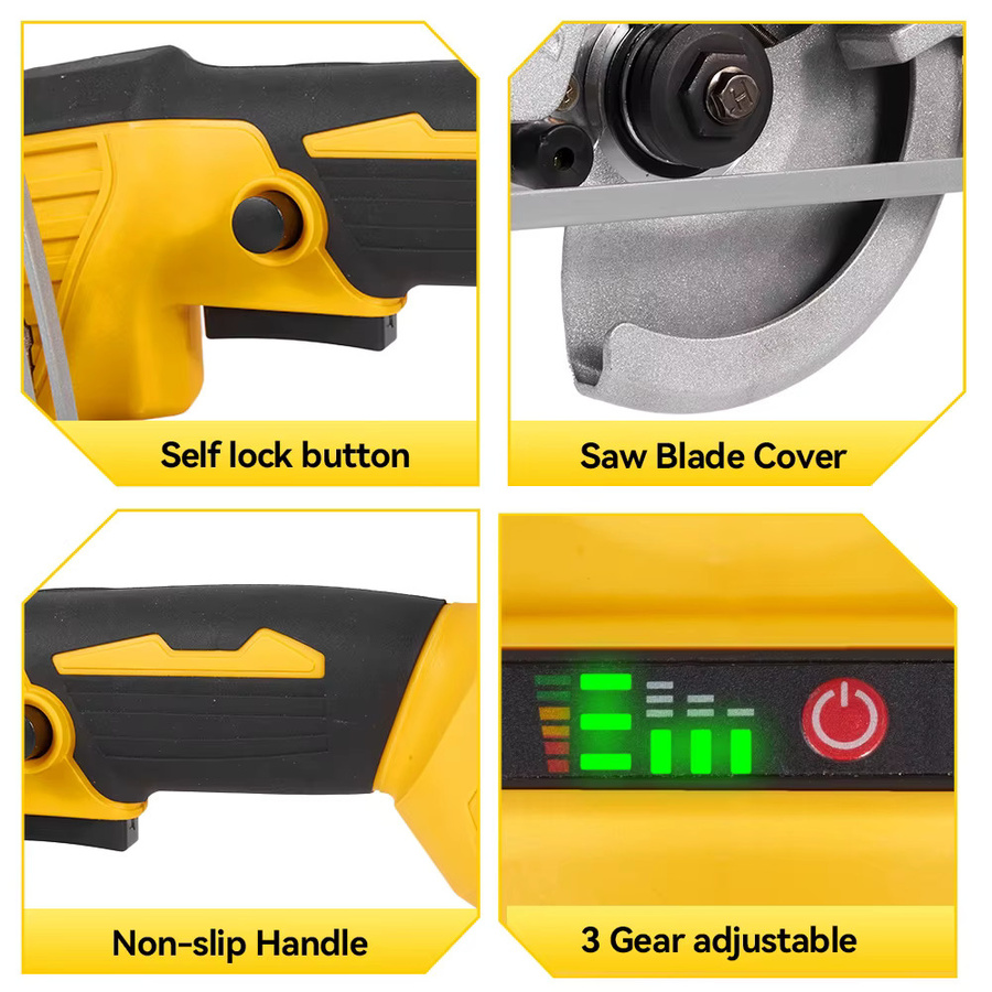MELLWIN Bürstenlose Akku-Kreissäge 125 mm für Makita 18V LXT, Gelb - Bild 5