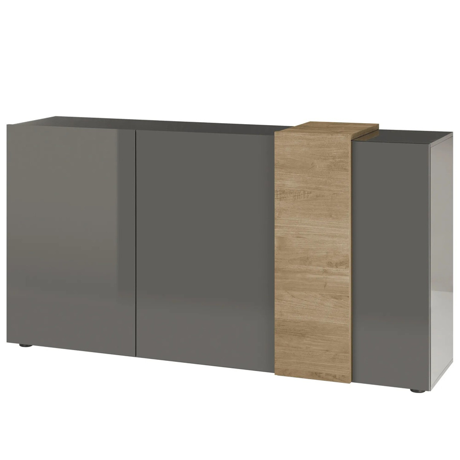 expendio Sideboard Pasko 3 Dunkelgrau Hochglanz B/H/T: 181 x 94 x 44 cm - Bild 2