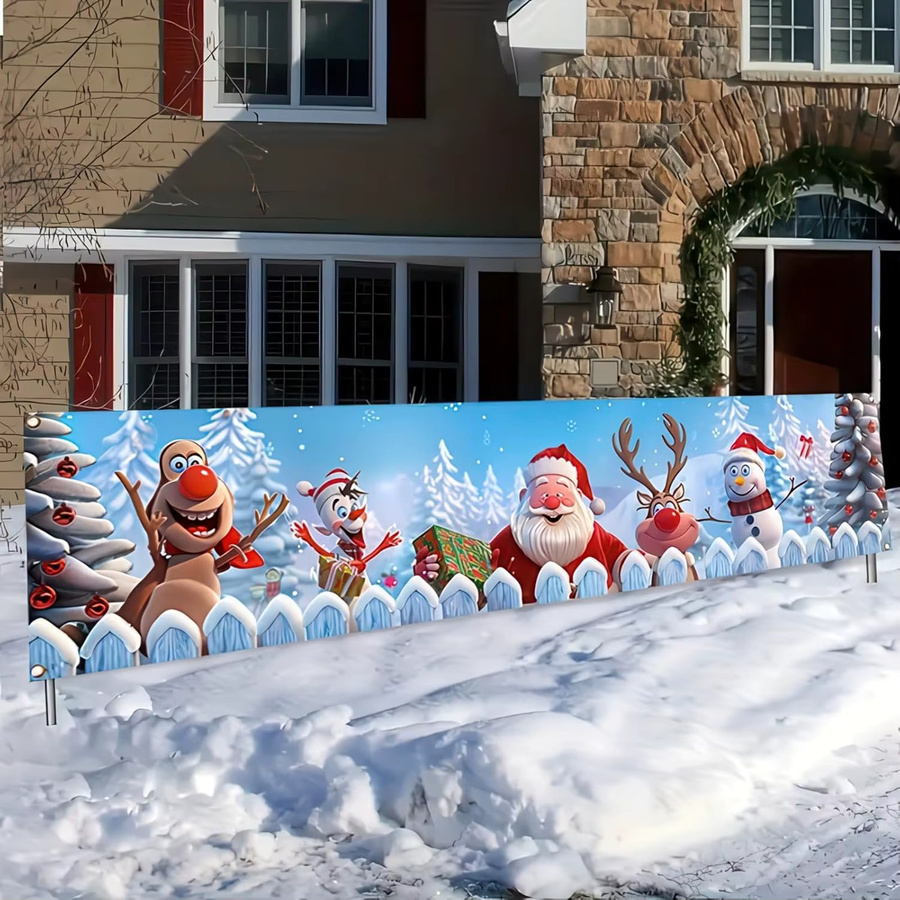 VIKAMA Weihnachtsbanner mit Weihnachtsmann als hängende Dekoration für Garten und Innenräume, Mehrfarbig, B/H: 180 x 35 cm - Bild 3