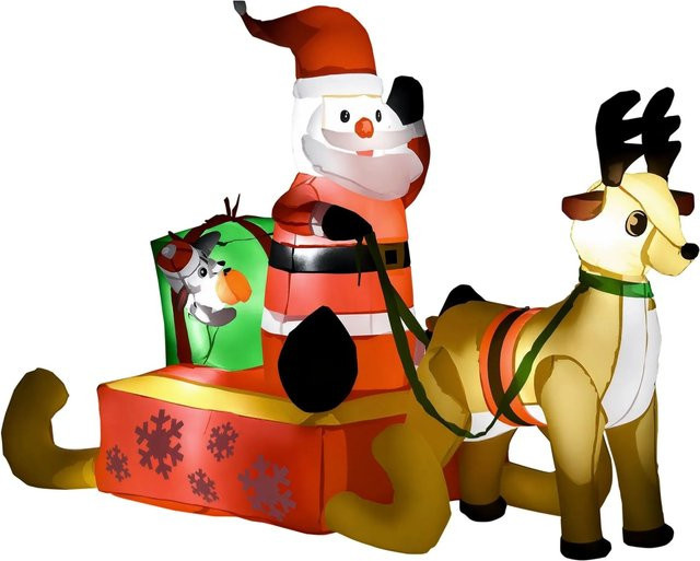 HOMCOM Aufblasbare Weihnachtsdekoration aus Polyester in Rot und Weiß, B/T/H: 72 x 190 x 122 cm - Bild 1