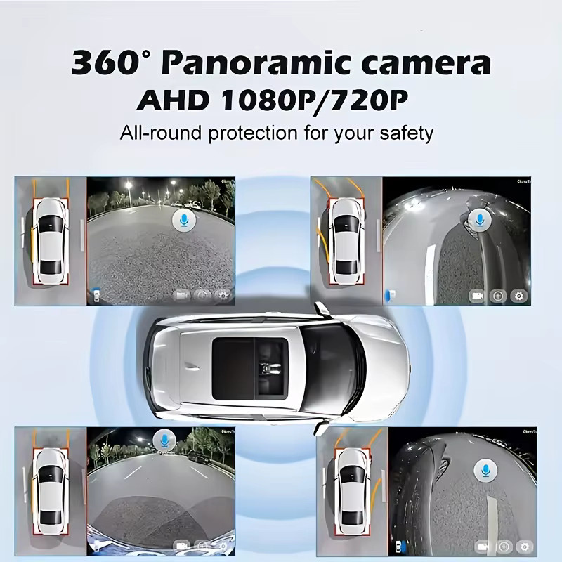 Bileeko 360-Grad-Panorama-Autokamerasystem in Schwarz mit HD-Nachtsicht und 4-Kanal-Rundumansicht für vorne, hinten, links und rechts - Bild 6