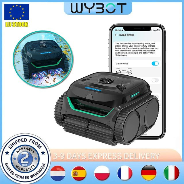 WYBOT C2 Kabelloser Pool-Roboterstaubsauger in Schwarz mit APP-Steuerung für Einbau- und Aufstellpools bis zu 150 m² - Bild 1