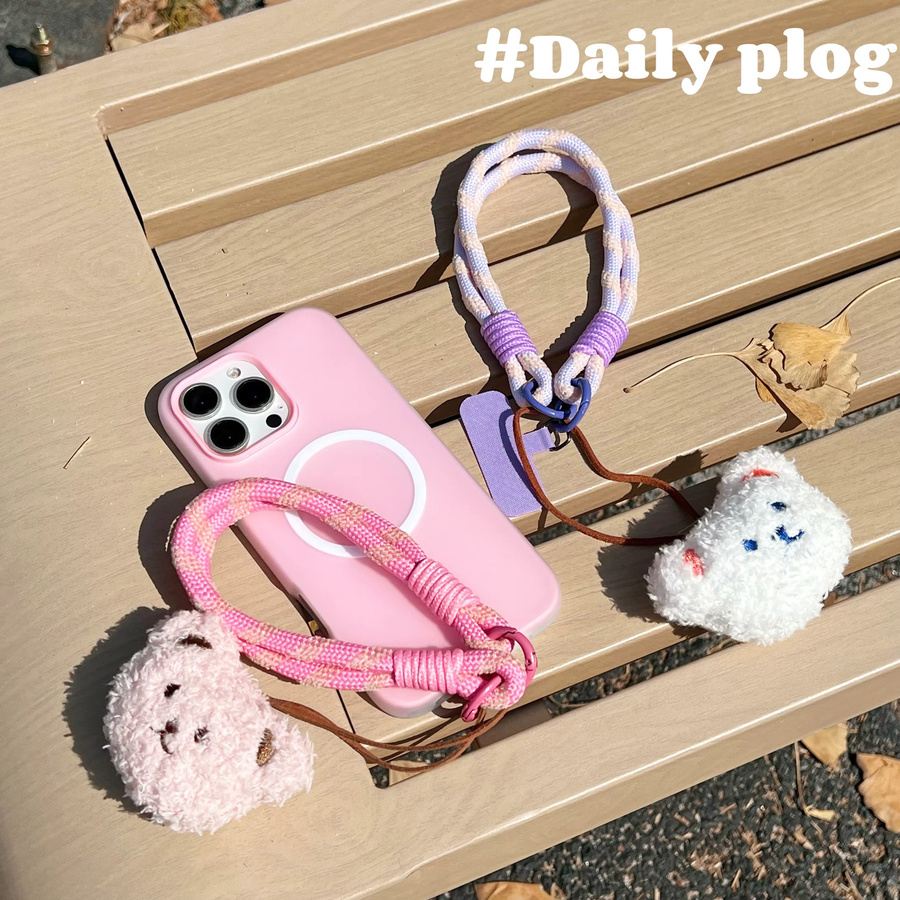 ZHANZHI Handy-Lanyard mit Cartoon-Plüschtier-Anhänger in Lila, kurzes Handgelenkseil als universelles Anti-Drop-Seil für dich - Bild 2