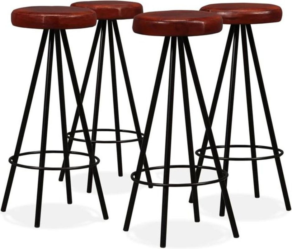 4er Set Barhocker aus Echtleder im Industrial Design von vidaxl in Braun oder Schwarz - Bild 1