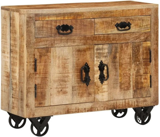 vidaXL Sideboard aus massivem Mangoholz in Braun im Retro-Design, B/T/H: 80 x 30 x 65 cm