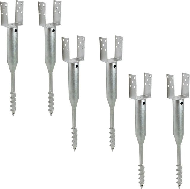 TRUTZHOLM 6er Set U Profil Bodenhülse zum Einschrauben, Feuerverzinkt, Farbe: Silber, B/T/H: 10 x 10 x 86,5 cm - Bild 1
