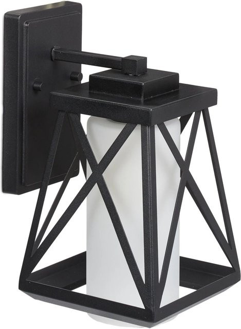 Relaxdays Außenwandlampe in Laternen-Form aus Stahl und Glas, Schwarz oder Weiß, IP44, Retro-Design, H x B x T: 32 x 17,5 x 22 cm - Bild 1