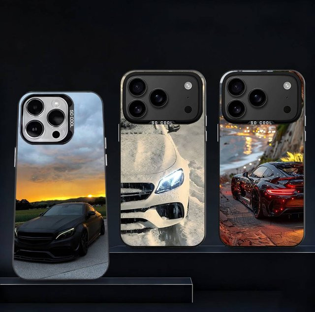 M-Mercedes Handyhülle in Schwarz-Weiß für iPhone Modelle, Mattschwarz - Bild 1