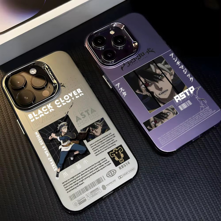 Anime Black Clover Handyhülle für Apple iPhone 17 16 15 14 13 12 11 Pro Max in Schwarz mit Matt Laser Aurora Design - Bild 2