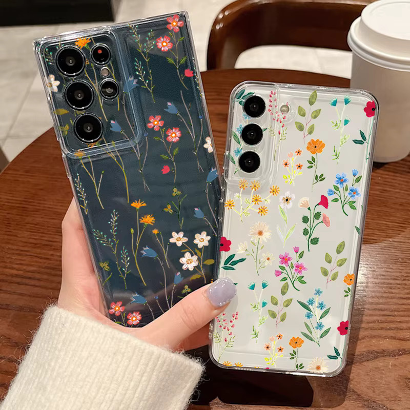 Transparente Silikon-Handyhülle mit kleinem Blumenmuster für Samsung Galaxy S26 S25 S24 S23 Ultra S22 Plus S21 FE Edge - Bild 1