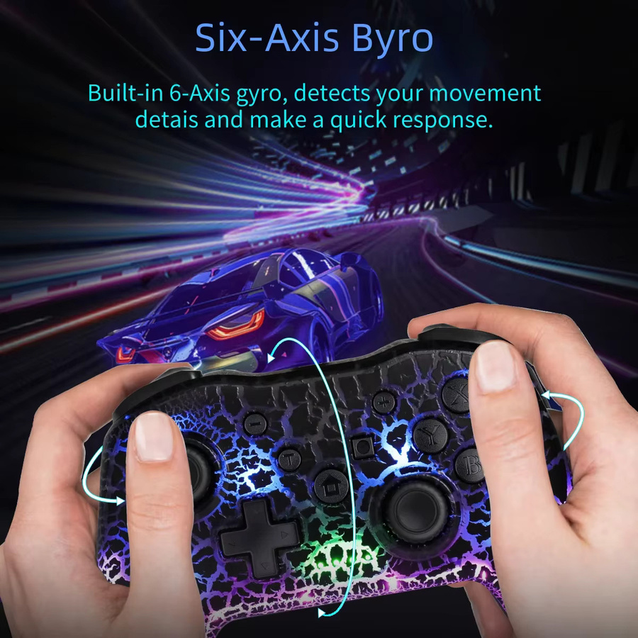 GAMINJA RGB Wireless Gamepad in Weiß für Nintendo Switch und PS3 mit Bluetooth, Gyroskop und Dual Vibration - Bild 2
