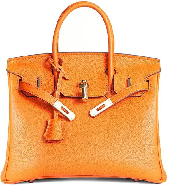 Handtasche Rindsleder, Litschi Muster, Orange, Damen - Bild 1