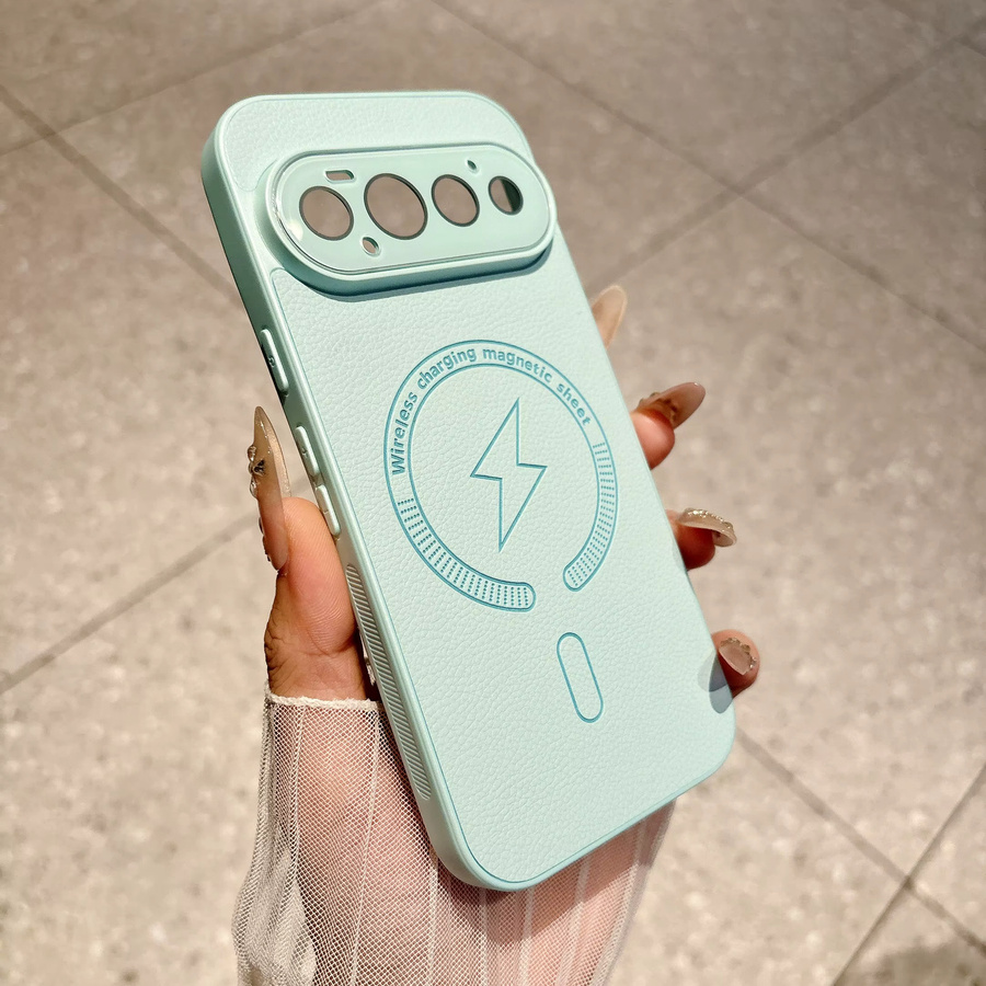 Stoßfeste Flash-Magnet-Lederhülle für Google Pixel 11 10 9 8 Pro XL mit MagSafe-Kompatibilität in Blau - Bild 2
