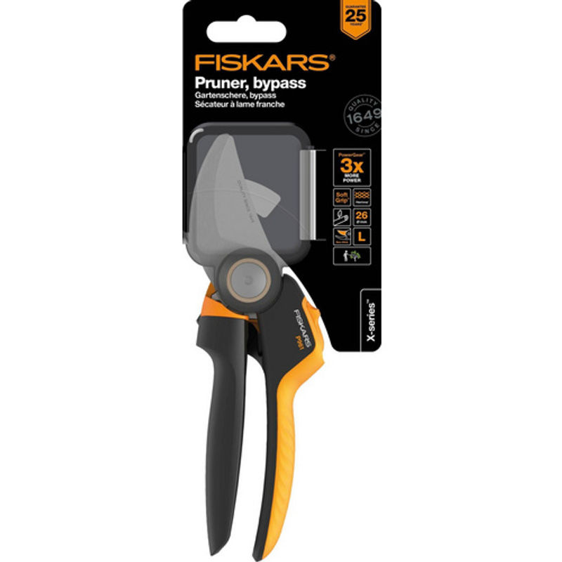 Fiskars X-series P961 Bypass-Gartenschere mit Rollgriff in Schwarz und Orange - Bild 3
