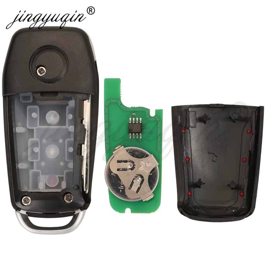 Jingyuqin 433 MHz 4D60 4D63 Modifizierter Flip-Fernbedienungs-Autoschlüssel für Ford Mondeo Focus Fusion Fiesta Galaxy C-Max S-Max Transit in Rot und Schwarz - Bild 4