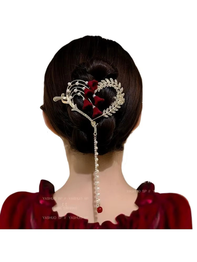 KINKINS Haarspangen, Rosenblüten, Perlen, Quasten, Weinrot, Damen - Bild 3