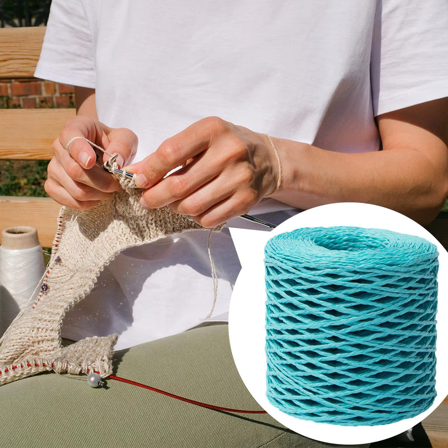 Raffia-Garn aus Papier zum Handstricken und Häkeln, Naturfarbe, 150m - Bild 2