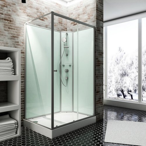 Schulte Komplettdusche Express Plus Ibiza, rechte Anschlagrichtung, weiß/silberfarben, B/T/H: 140 x 90 x 204 cm - Bild 1
