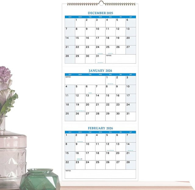 Vertikaler Wandkalender 2026 Pared Home als 3-Monats-Planer und Organizer in Weiß - Bild 1