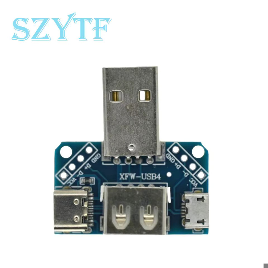 SZYTF USB-Adapter Platine von USB-C oder Micro-USB auf 4-Pin Header 2,54mm in Blau - Bild 2