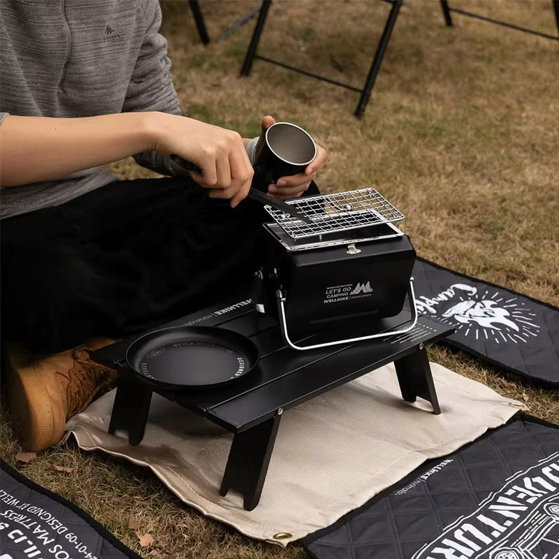 WELLHIKE Mini-Grill aus Edelstahl, tragbarer und faltbarer Tischgrill für Outdoor und Camping in Schwarz oder Grün - Bild 4