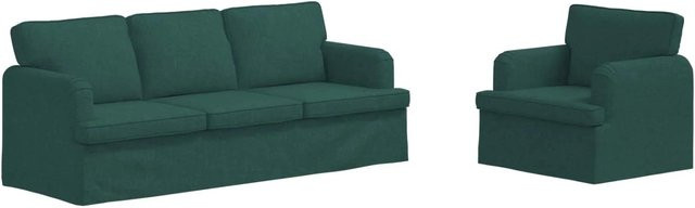 vidaXL Sofa 2-teilig in Dunkelgrün mit Stoffbezug und Metallrahmen, L-Form, B/T/H: 201 x 144 x 85 cm - Bild 1