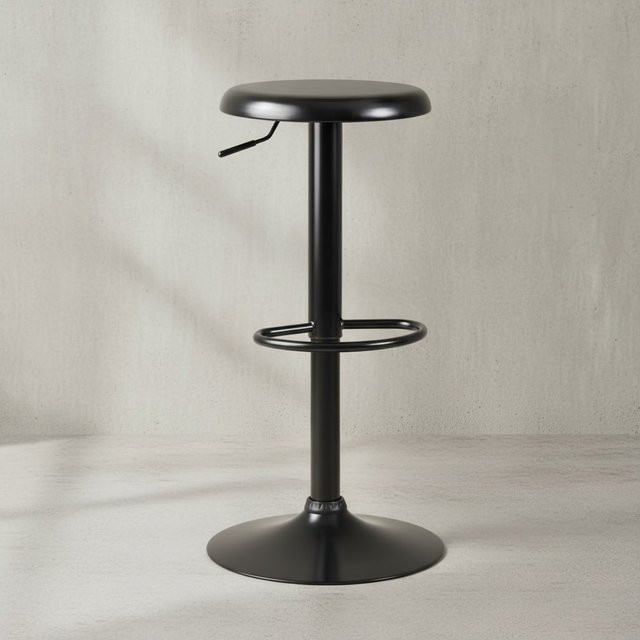KADIMA DESIGN Moderner Barhocker aus Eisen, höhenverstellbar mit Fußablage, Schwarz, Breite: 40 cm, Höhe: 58-79 cm - Bild 1