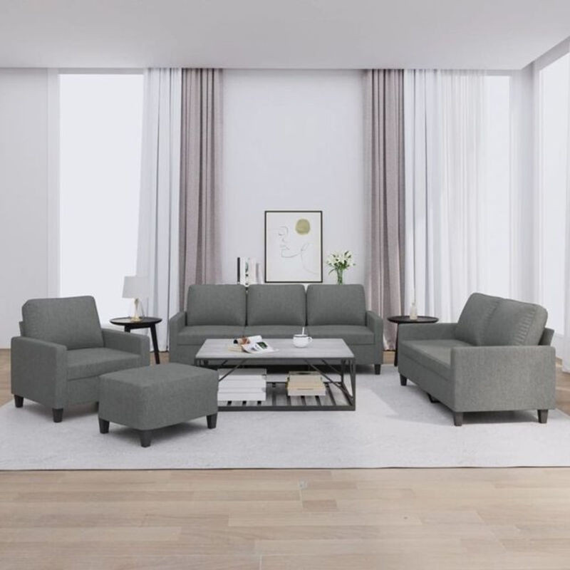 Vidaxl 4-tlg. moderne Sofagarnitur mit Kissen in Anthrazit und Grau aus Stoff - Bild 1