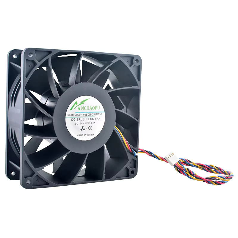 ANCHAOPU Hochgeschwindigkeits-Lüfter ACP-14050B-24PWM in Schwarz, B/T/H: 14 x 14 x 5 cm, DC 24 V, 1,30 A für Server und Inverter-Netzteile - Bild 3