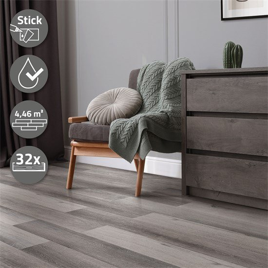 ML-Design Deluxe PVC Klebevinylboden in Kiefer Grau, 2er Set mit 2,23 m² Fläche, Dicke: 2 mm, B: 91,5 cm, T: 15,3 cm - Bild 1
