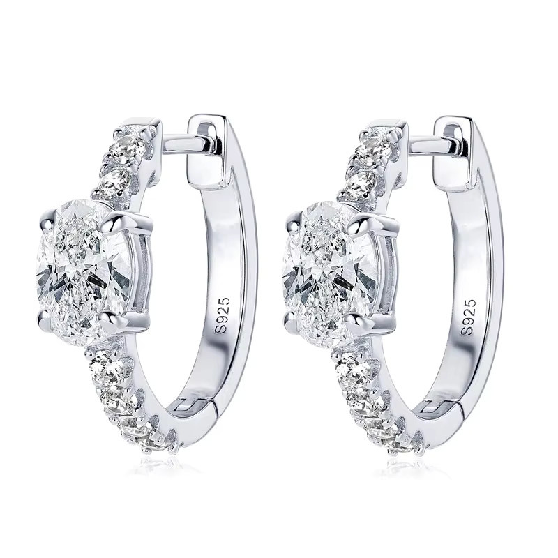 JoyceJelly Ohrringe, 925 Sterlingsilber, ovaler Moissanit, Damen - Bild 3