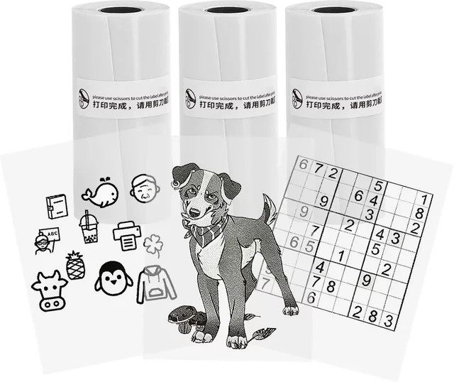 3 Rollen selbstklebendes Thermopapier weiß für Taschendrucker B: 57 mm, H: 25 mm - Bild 1