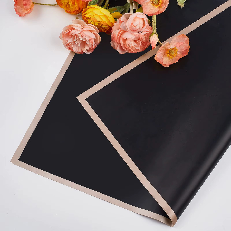 20 Blatt wasserdichtes Geschenkverpackungspapier mit Goldbesatz in Tiefschwarz für Blumen und DIY-Projekte - Bild 3