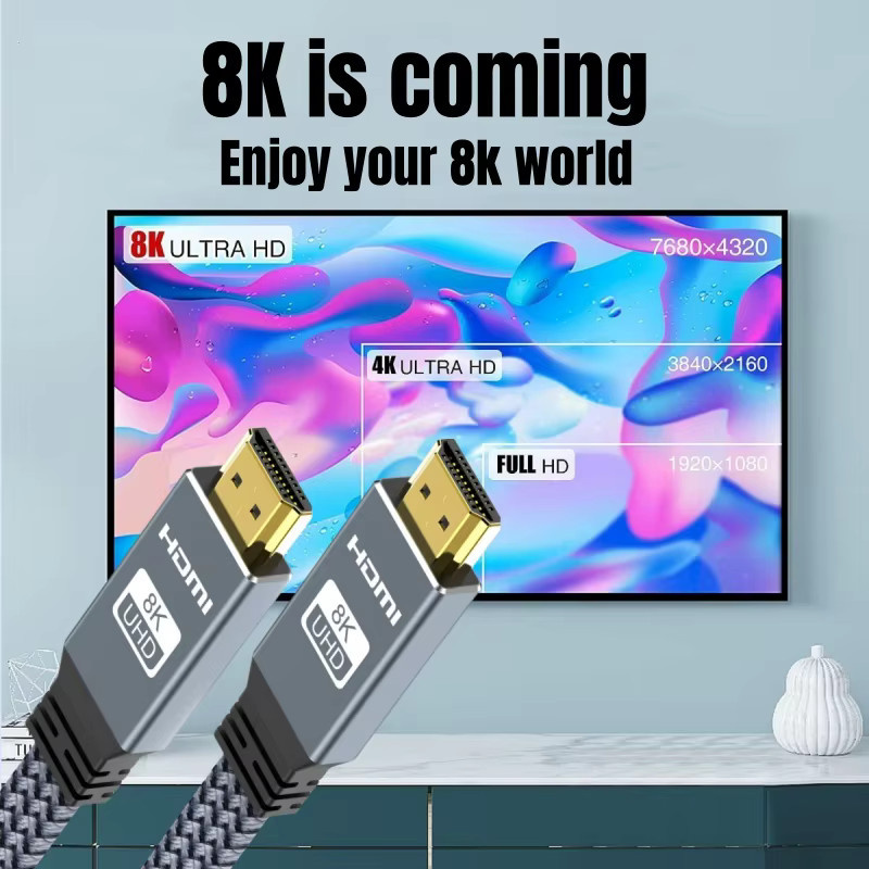 MIZIQIER HDMI 2.1 Kabel mit 48Gbps für 8K60Hz, 4K120Hz und 144Hz, Ultra High Speed mit eARC und HDR für HDTV, Laptop und PS5 - Bild 2