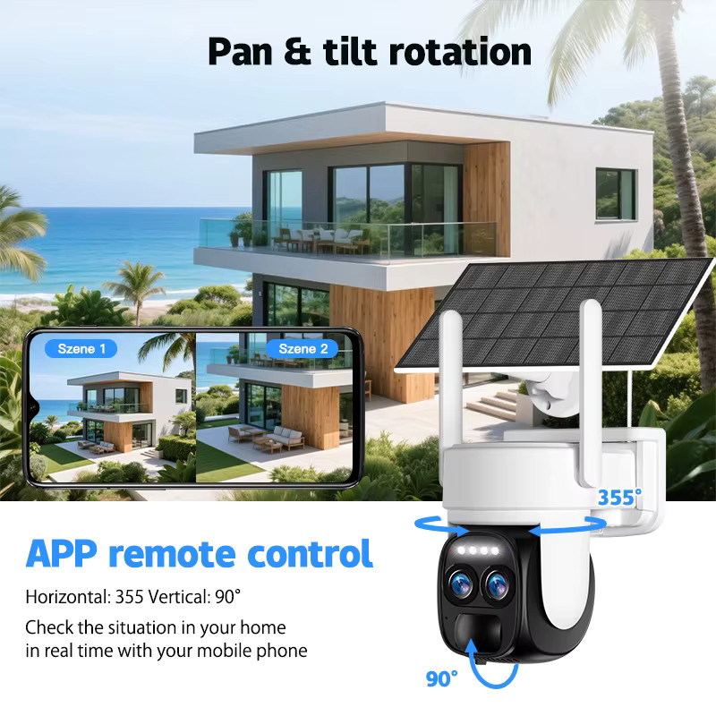 SZSINOCAM WLAN PTZ Solar-IP-Kamera für den Außenbereich in Weiß mit integriertem Akku und HD-Videoüberwachung - Bild 3