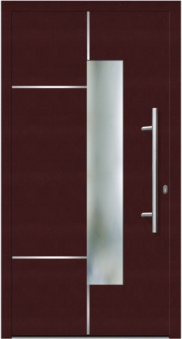 KNOCK Flügelüberdeckende Kunststoff-Haustür Terra mit Glaseinsatz, purpur-rot, modern, B: 110 cm, H: 210 cm - Bild 1