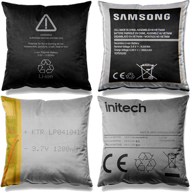 Aertemisi Set Swollen Battery Premium Kissenbezüge mit grafischem Muster, quadratisch, B/B/B: 45 x 45 x 45 cm - Bild 1