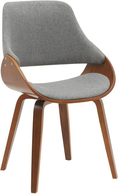 DELUKE Esszimmerstuhl GILIS in Stoff Walnuss und Dunkelgrau mit Armlehnen, B/T/H: 52 x 54 x 86 cm - Bild 1