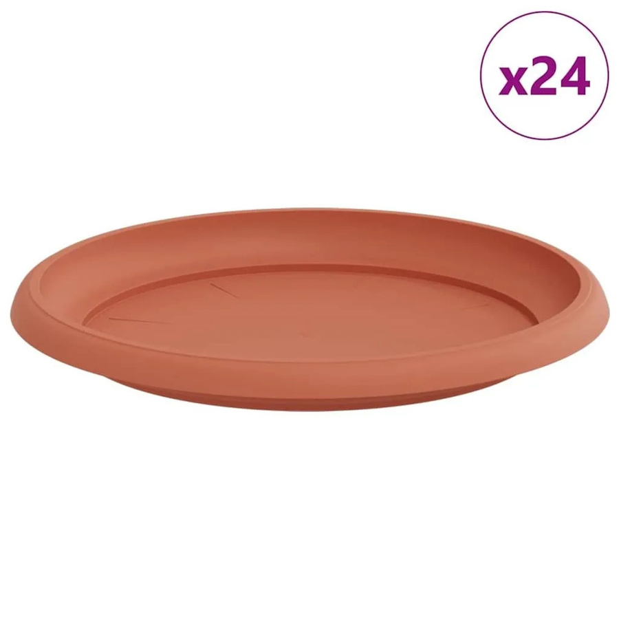 vidaXL Runde Blumenplatten aus Kunststoff in Ziegelrot, 24 Stück, Durchmesser: 23,5 cm, Höhe: 2,5 cm - Bild 2