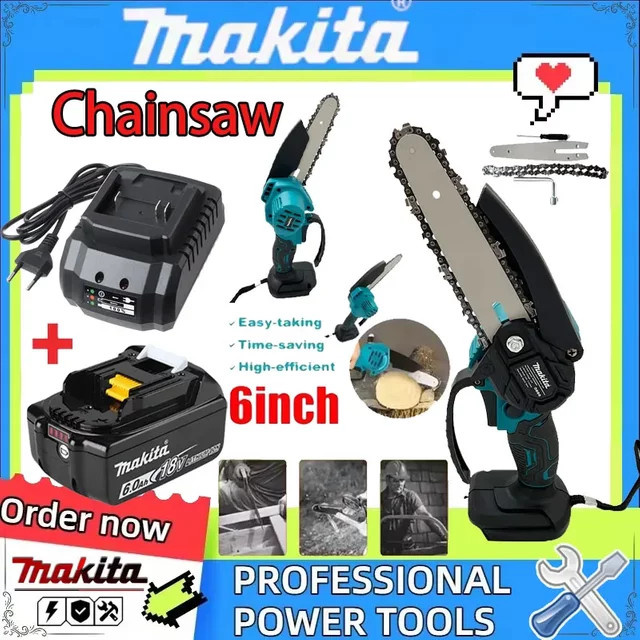 Makita Akku Kettensäge 6 Zoll Elektrische Handkettensäge in Türkis - Bild 1