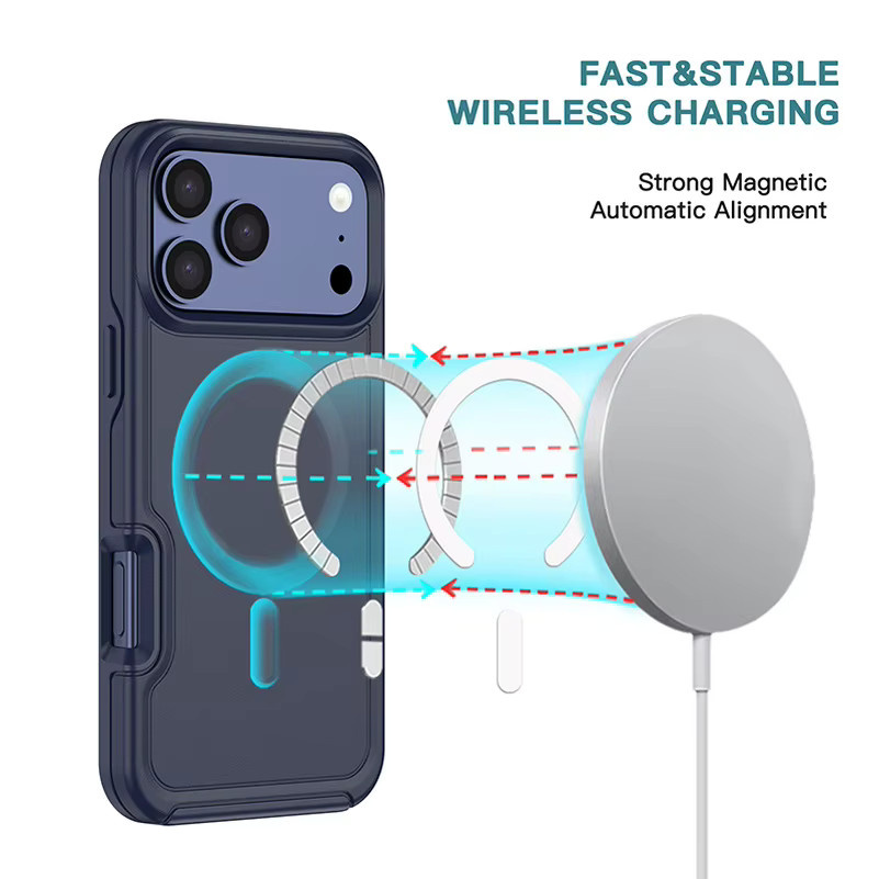 Ott Armor Box Militär-Schutzhülle mit MagSafe für iPhone 17 Pro Max, 16 Plus, 15, 14, 13, 12 aus PC und TPU in Blau - Bild 2