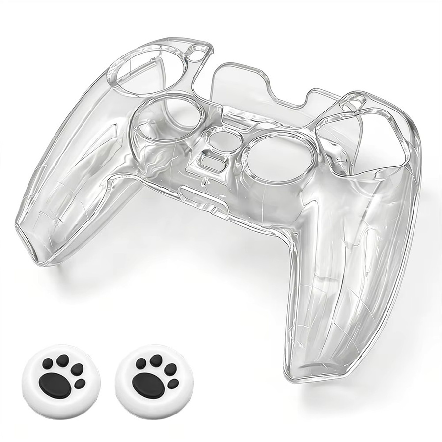 VILCORN Transparente PC-Schutzhülle für PlayStation DualSense Controller mit Katzenpfoten-Daumengriffkappen - Bild 5