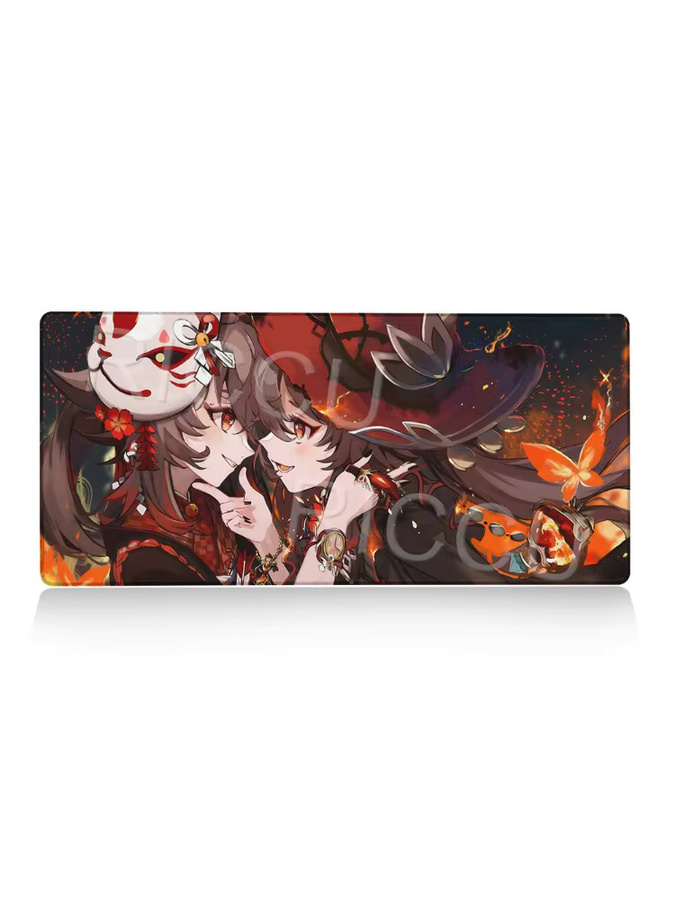 Riccu Anime Kawaii Hu Tao Gaming Mauspad Multicolor, rutschfestes Gummi-Mauspad für Genshin Impact und Tastatur - Bild 4