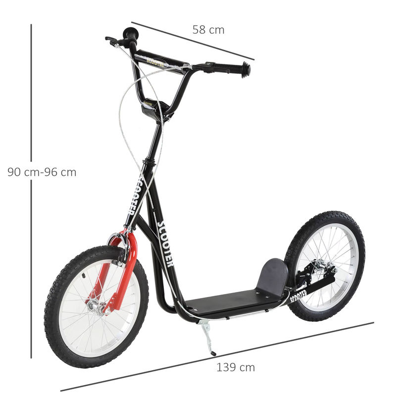 HOMCOM Kinderroller mit Luftreifen und Handbremse in Schwarz, 16 Zoll - Bild 3