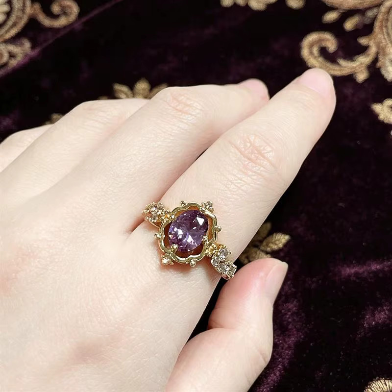 Huitan Damenring, Gold, Zirkonia, lila - Bild 2