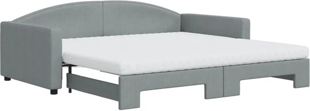 vidaXL Tagesbett ausziehbar mit Matratze in Hellgrau, B/T/H: 223 x 100 x 75 cm - Bild 1